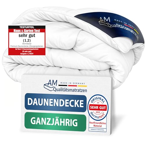 DormiGood Daunendecke 135x200 Ganzjahres - Made in Germany - 100% Extraweiche Daunen - Atmungsaktive Ganzjahresdecke 135x200 - Oeko-TEX zertifizierte Federbettdecke 135x200cm - Bettdecke