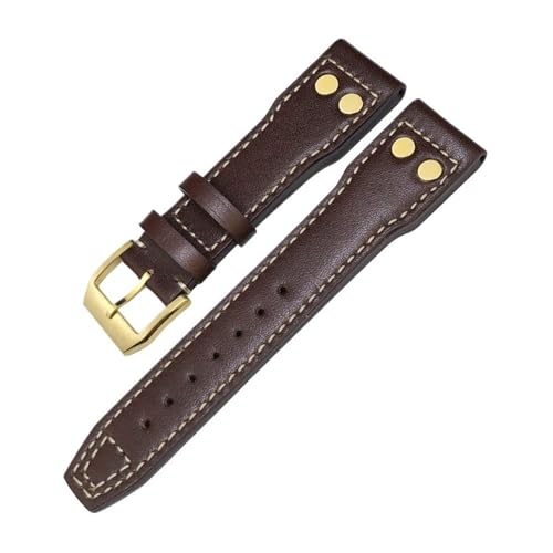 Bracelet montre cuir rivets bronze 22mm pour sublimer votre montre aviateur au quotidien