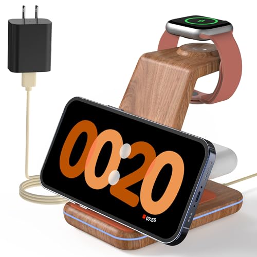 JoyGeek 3 in 1 Charging Station for Apple Devices, Wireless Charger Stand for iPhone...