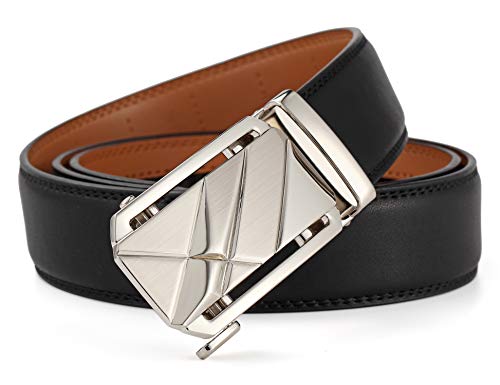 Image of Lingli Men's Belt,Ratchet Dress Belt with Automatic Buckle Brown /Black-Trim to Fit-35mm wide