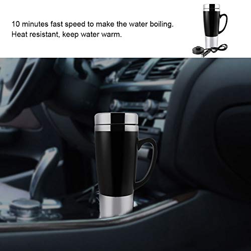 Hervidor eléctrico de coche 12V 450ml taza térmica negra miniatura 4
