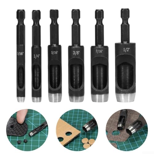 Perforatrice per fori cavi in acciaio al carbonio, compatibile con trapani elettrici per punzonatura di pelle, plastica, gomma, vinile e guarnizioni (4#)