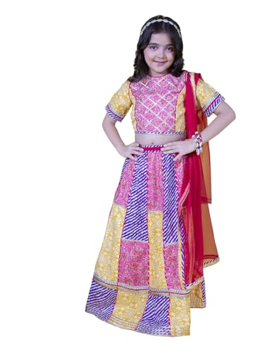 Image of Naughty Ninos Girl's Polyester Readymade Lehenga & Choli Set