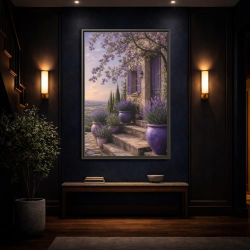 Impression toile lavande violette cadre espresso 30x45 cm vertical - 4