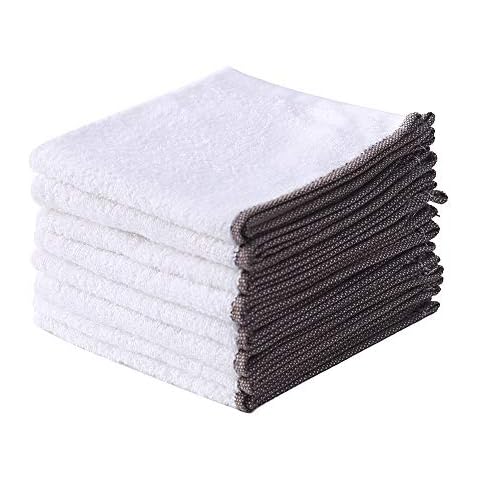 Oeleky Kitchen Dish Cloths for Washing Dishes, Soft Cotton Bleachable Dishcloths Pack of 8, Dish Wash Cloths for Drying Dishes (Brown) Cover