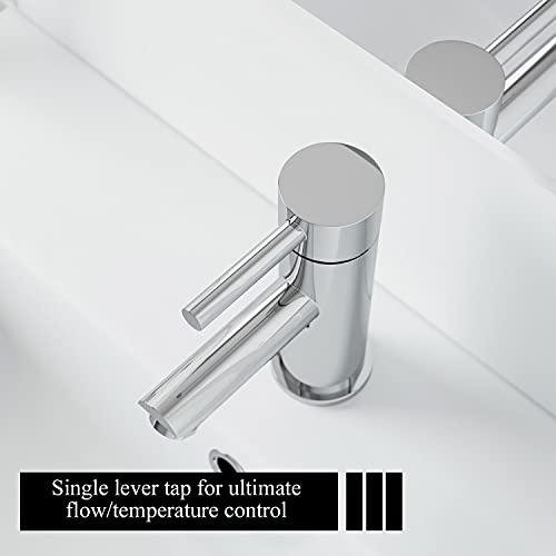 Architeckt® Malmo Bathroom Basin Sink Mixer Tap Modern Mono Round Single Lever Handle Faucet for Sinks, Chrome - Image 3