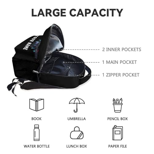 Custom Football Backpack for Girls, 17 Inch Black Backpacks for Primary School, Cool Lightweight Bookbag for Teens4
