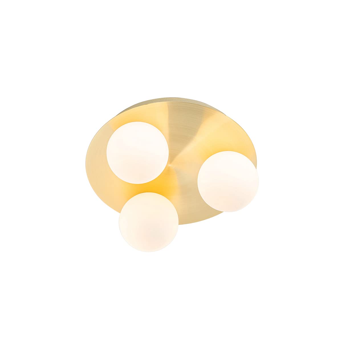 Qazqa Plafón de baño moderno latón 3 luces - Cederic Acero/Vidrio Redonda Adecuado para LED Max. 3 x 40 Watt