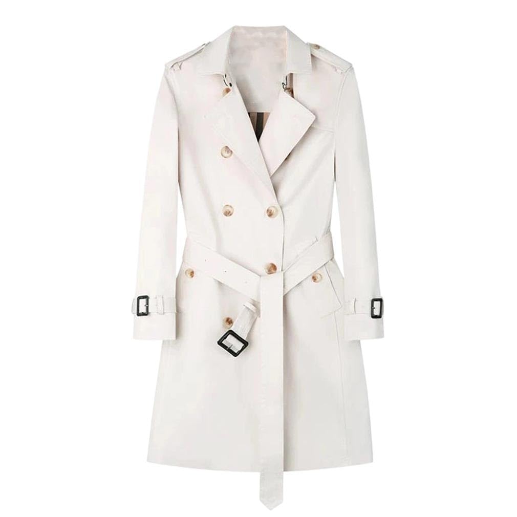 Women Trench Coat Double Breasted Long Jacket Casual All-Match Spring Fall Outerwear