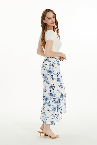 Women's Hawaiian Luau Wrap Ruffle Skirt in Midnight Bloom3