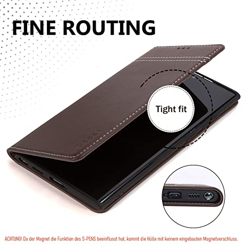 Coque Galaxy S22 Ultra en cuir véritable marron étui chic - 5