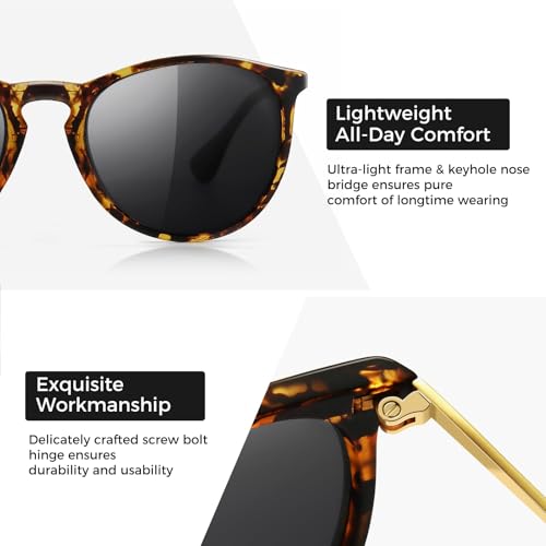 Image of SUNGAIT Premium Vintage Round Sunglasses for Women Men Classic Retro Trendy Style