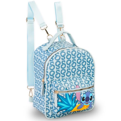 Disney Stitch Mini Backpack Set - 12" Faux Leather Backpack with Front Pocket for Girls Plus Water Bottle | Stitch Backpack Purse Bundle2