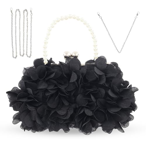 JAMBHALA Women Elegant Evening Purse, Small Floral Clutch Bag with Detachable Chain for Wedding,...