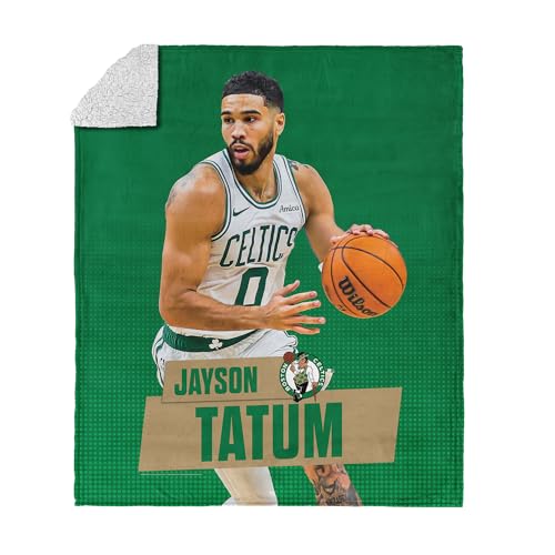 Northwest NBA Boston Celtics Jayson Tatum Silk Touch Sherpa Throw Blanket, Cozy for All Seasons, Lightweight for Couch, Sofa, Boys Girls Bedding, 50 x 60 inches