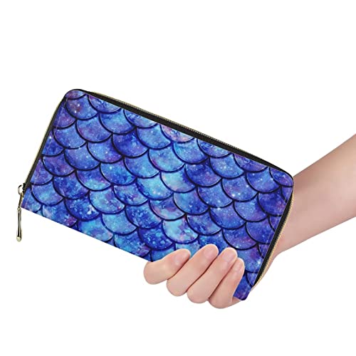 Howilath Galaxy Mermaid Scales Pattern Zip Around Women Wallet with Coin Pockets,Clutch Phone Bags Travel Purse2