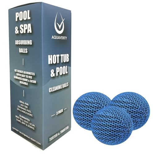 AQUAVERITY Bolas absorbentes de Suciedad para jacuzzis: esponjas flotantes Reutilizables para Limpiar jacuzzis y Piscinas. Accesorios ecológicos para Eliminar Suciedad, Aceite y Grasa