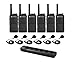 QTY 6 Motorola RMU2040 UHF 2 watt 4 channel radio and Speaker Microphone and 1 Multi-Unit Gang Charger PMLN6384