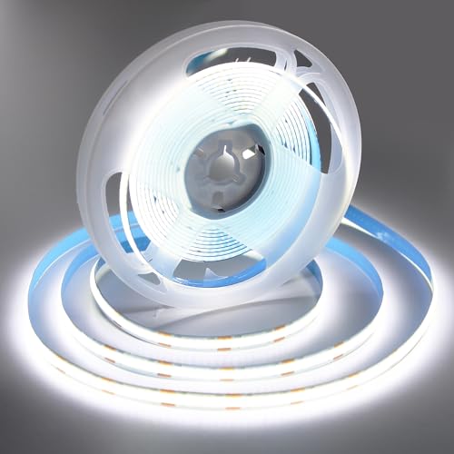 ShineBurky COB ledテープライト 5m 12V 昼光色 6000K CRI93+ 高輝度 テープライト 間接照明 切断可能 取付簡単 非防水 寝室/お部屋/インドア/アウトドア 飾り DIY