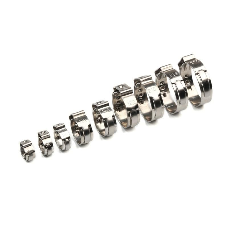 80pcs Stainless Steel Ear Stepless Clamps Worm Drive Fuel Water Hose Pipe Clamps Clips Cinch Clamps Rings Crimping Tool Kit
