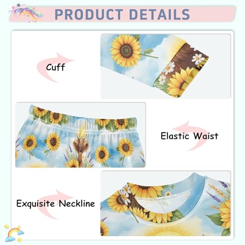 Pajama Sets Long Sleeve Cute Highland Cow Pattern Soft Comfy Sleepwear 2 Piece PJS 3-8T4