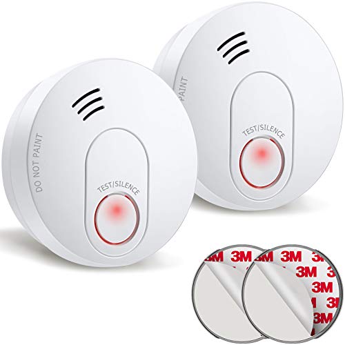SITERLINK Smoke Detectors 10-Year Battery Operated, Photoelectric Sensor Smoke Alarm with Test-Silence Button, UL Listed Fire Alarms Smoke Detectors with LED Lights for Home, GS526A (2 Pack)