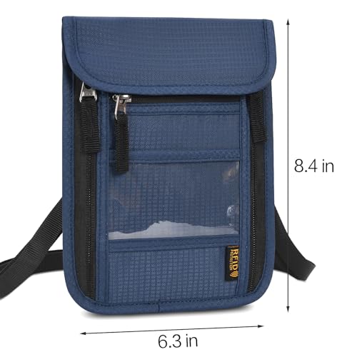 Image of Neck Wallet Lightweight RFID Blocking Waterproof Travel Pouch Passport Wallets for Women Men