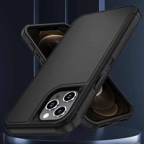 Image of SunStory Compatible with iPhone 12 Pro Max Case with HD Screen Protector, 3-Layer Heavy Duty Full-Body Cover,3 in 1 Hybrid Protective Case for iPhone 12 Pro Max 6.7 inch,Black