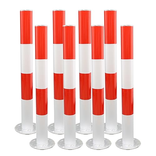 Bornes de sécurité métalliques rouges de 600 mm avec bandes réfléchissantes
