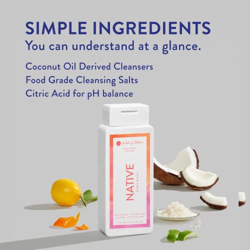 Native Body Wash Natural Body Wash For Women, Men | Sulfate Free, Paraben Free, Dye Free, With Naturally Derived Clean Ingredients Leaving Skin Soft And Hydrating, Fresh Peach Cupcake 18 Oz - 2 Pk #TOP2