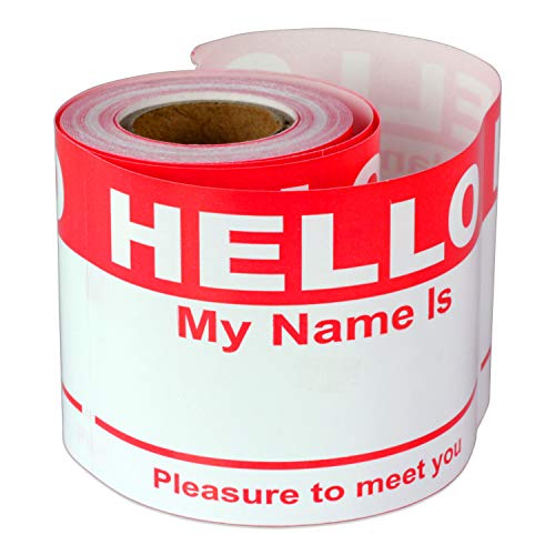 3 Rolls - Hello My Name is Stickers Labels Nametags Visitor Sticker Badges Write on Adhesive Color Simple Basic Blank [Red] -2-5 16  x 4  Inch 100 Stickers Labels per Roll