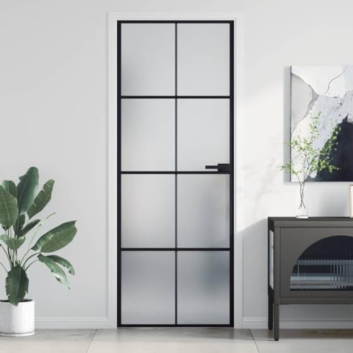 Vidaxl Porta Interni Sottile Nera 76X201,5Cm Vetro Temperato Alluminio - 2