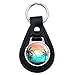 Black Leather Volleyball Beach Scene Keychain