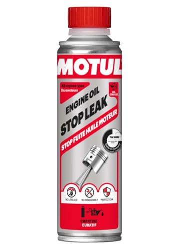 MOTUL Sellador de Fugas de Aceite de Motor, Aditivo Antifugas para Sistemas de Aceite, Repara Microfugas y Filtraciones, Compatible con Todos los Aceites de Motor, Engine Oil Stop Leak, 300 ml