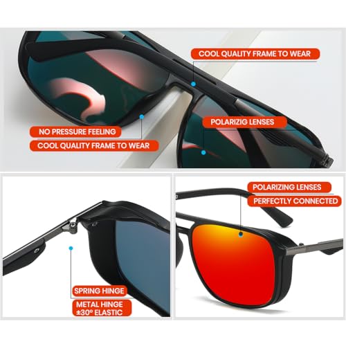 Image of PROBEROS Polarized Sunglasses for Men & Women Stylish, UV400 Protected, Full Rim Square Sunglasses with Case and Storage Bag