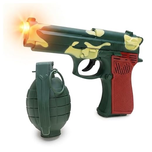 Toyland® Grenade à main et pistolet de style militaire avec lumière et son - Jeu de rôle - Déguisement