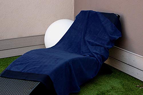 Montse Interiors, S.L. Toalla Playa o Piscina Lisa Azul Marino Algodón Egipcio 100% (Basic Azul, 90x170)