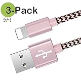 Becaso Nylon Braided iPhone Cable for iPhone 6/6s/6 Plus/6s Plus,iPhone 5/5s,iPhone 7/7 Plus,iOS Devices 3Pack 5 Feet(1.5M)