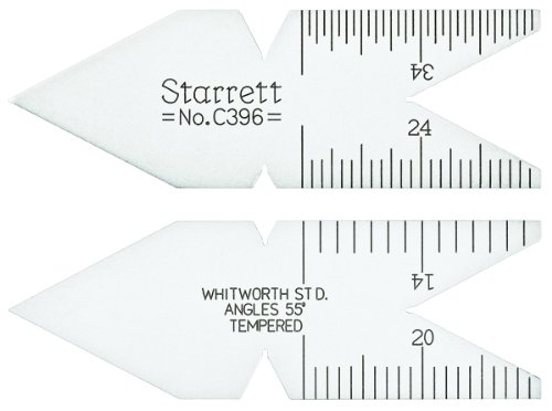 Starrett C396 Whitworth Or English Standard 55 Degree Center Gauge, Satin Chrome Finish