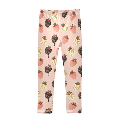 Chocolate Covered Strawberry Girls Leggings,Workout Leggings for Girls Toddler Athletic Leggings Size for 3-10T