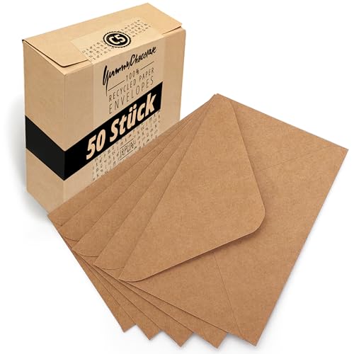 Japun – Briefumschläge (50 Stück) aus Kraft-Papier, Kuvert,...