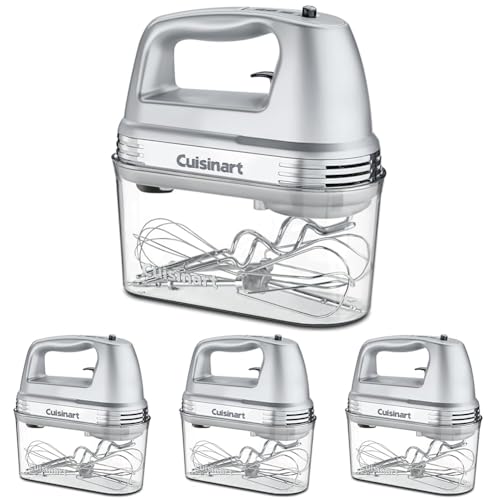 Image of Cuisinart Power Advantage Plus 9-Speed Hand Mixer,220W Motor,Electric Mixer with Dishwasher-Safe Beaters,Storage Case,HM-90BCS,Brushed Chrome,(Pack of 4)