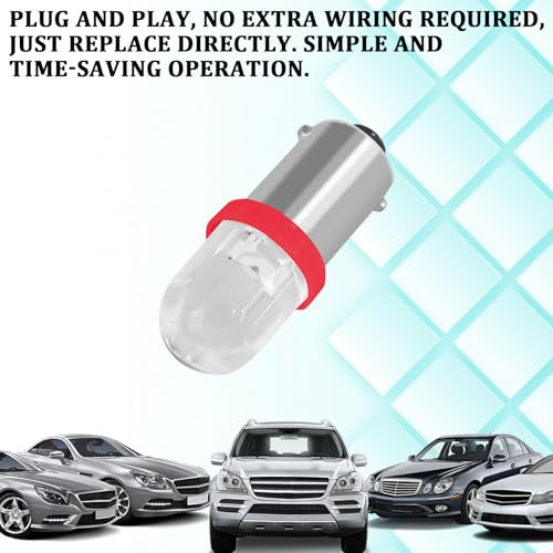 10 piezas bombillas LED BA9S rojas 12V 6000K para auto miniatura 5