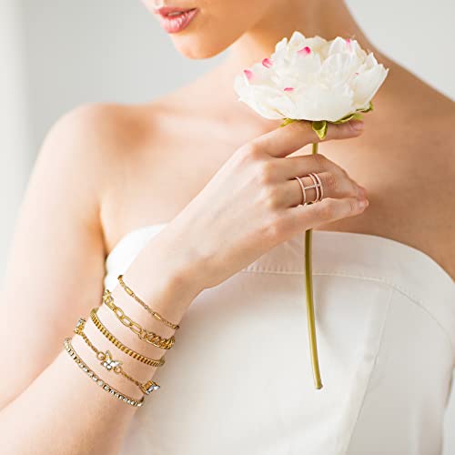 Patelai 30 Pcs Gold Chain Bracelet for Women Paperclip Link Chain Adjustable Stackable Layered Bracelet Set for Women Brithday Fashion Jewelry Gifts (6 Pack)3