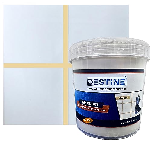 Image of DESTINE Tile Grout (16 COLOURS) (ALL PACKS: 100 Gm, 400 Gm, 800 Gm, 1 Kg, 3 Kg, 5 Kg), Waterproof, Cement Based Tile Joint Filler, Crack Filler, Tiles Gap Filler, Tile Grout (5 Kg, Cream)