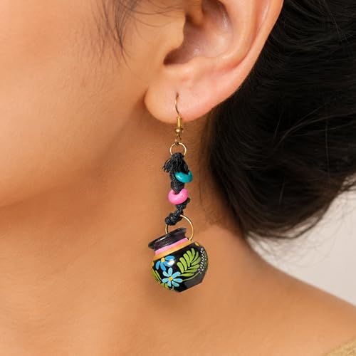 Image of Handcrafted Boho & Tribal Earrings for Women - Wooden, Brass & Terracotta Statement Designs in Drop, Hoop, Loop & Dangle Styles