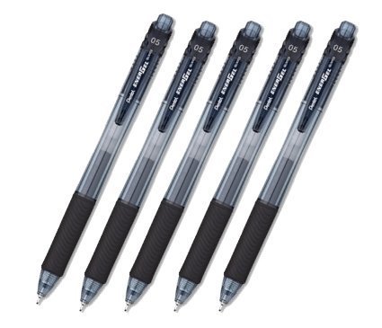 PentelEnergel X Rubber Grip & Click Retractable Fine Line, Needle Tip -BLN-105- Cost Performance Model -0.5mm-Black Ink-Value Set of 5 (with Our Shop Original Description of Goods)