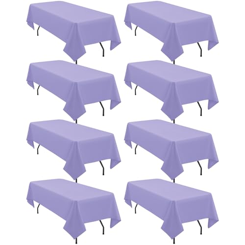 fani 8 Packs Lavender Tablecloth - 60 x 126 Inch for 8Ft Tables