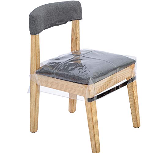 Wokire 4 Pack Plastic Seat Covers For Dining Room Chairs Cover, Clear Pvc Waterproof Protector Slipcovers With Adjustable Belt Strap, Fit Most 18-21 Inch Seat #TOP3