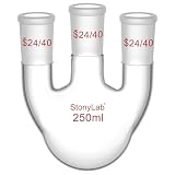 stonylab Fiole à Fond Rond 250 ml avec 3 Cols Droits 24/40, Verre Borosilicate, Idéale pour Chimie, Laboratoire, Expériences Scientifiques, Distillation et Reflux